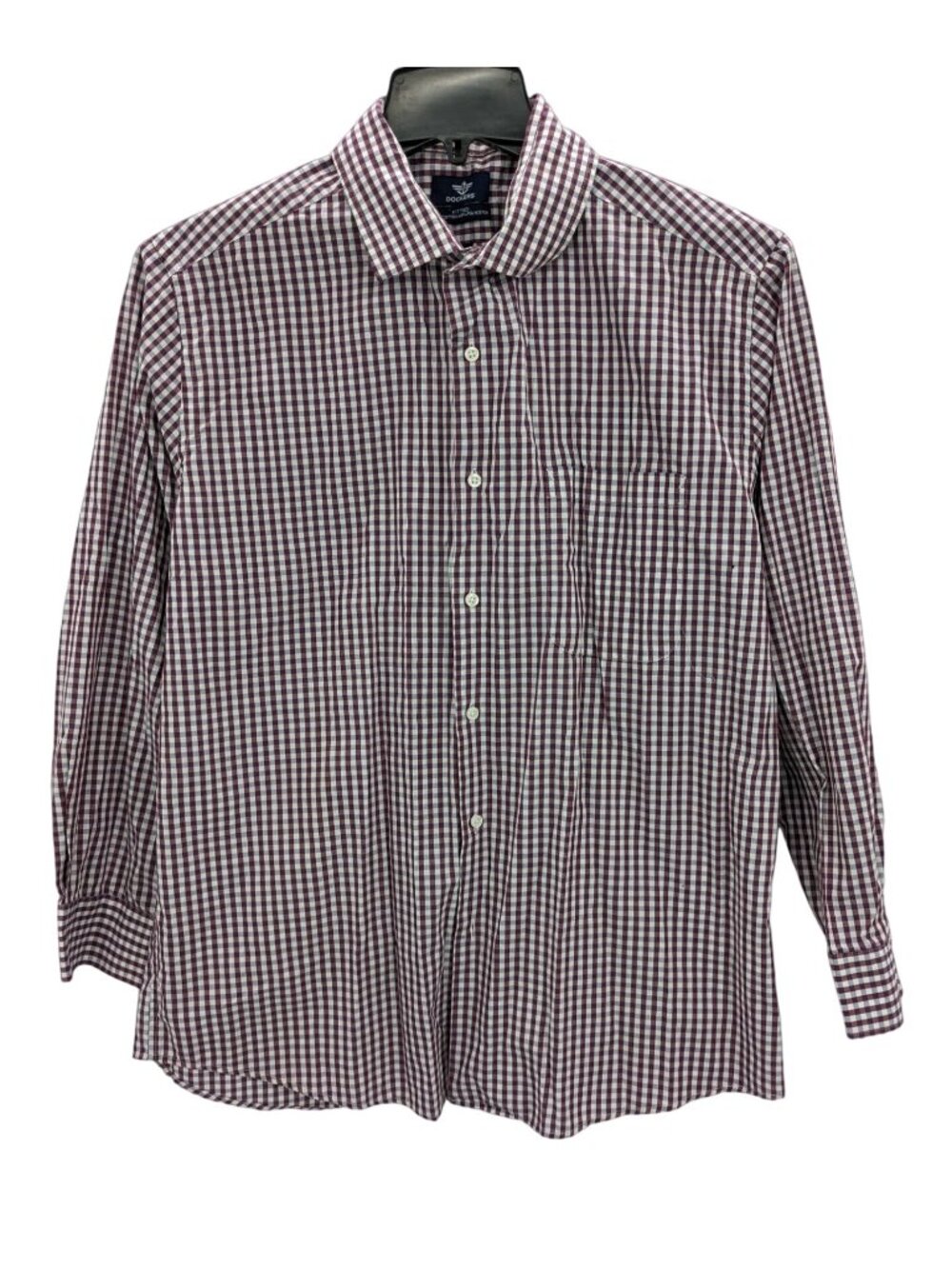 Dockers Gingham Button Up Shirt Neutral Minimalist Work Fitted Long Sleeve Large